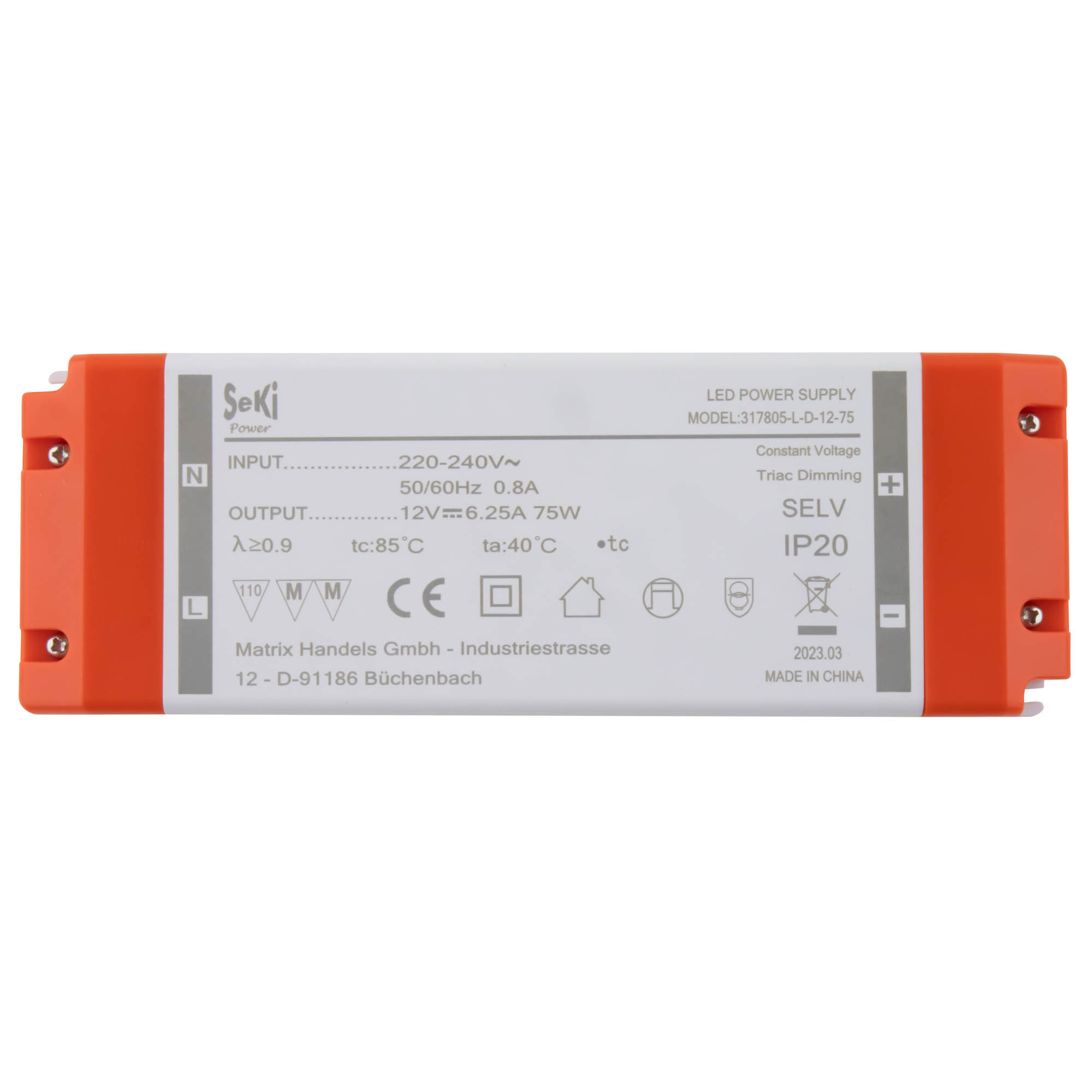 LED power supply dimmable L-D-12-75 - 12V - 6.25A - 75W